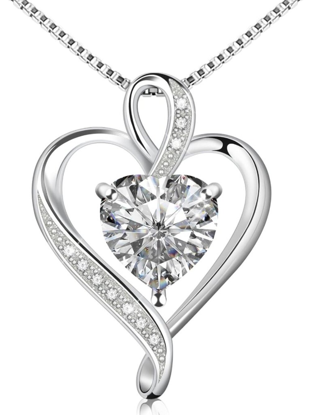 925 Sterling Silver Heart Necklace with Birthstone - Perfect Gift for Women